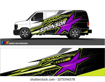 Cargo van graphic vector. abstract star shape with modern camouflage design for vehicle vinyl wrap