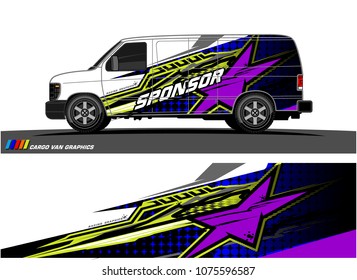 Cargo van graphic vector. abstract star shape with modern camouflage design for vehicle vinyl wrap