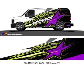 Cargo van graphic vector. abstract star shape with modern camouflage design for vehicle vinyl wrap
