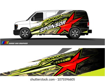 Cargo van graphic vector. abstract star shape with modern camouflage design for vehicle vinyl wrap