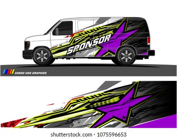 Cargo van graphic vector. abstract star shape with modern camouflage design for vehicle vinyl wrap
