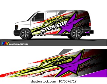 Cargo van graphic vector. abstract star shape with modern camouflage design for vehicle vinyl wrap