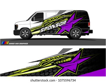Cargo van graphic vector. abstract star shape with modern camouflage design for vehicle vinyl wrap