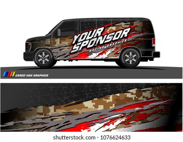 
Cargo van graphic vector. abstract racing shape with modern camouflage design for vehicle vinyl wrap 
