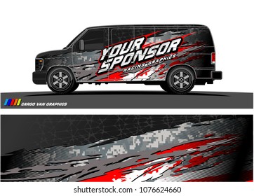 
Cargo van graphic vector. abstract racing shape with modern camouflage design for vehicle vinyl wrap 
