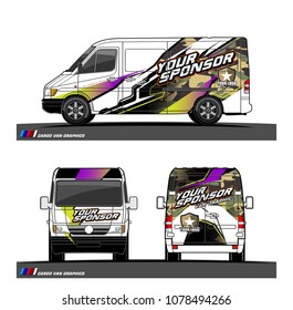 Cargo van graphic vector. abstract racing shape with modern camouflage design for vehicle vinyl wrap 
