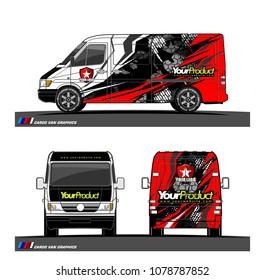 Cargo van graphic vector. abstract shape with grunge background design for vehicle vinyl wrap 
