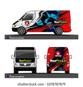 Cargo van graphic vector. abstract shape with grunge background design for vehicle vinyl wrap 
