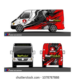Cargo van graphic vector. abstract shape with grunge background design for vehicle vinyl wrap 
