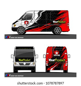 Cargo van graphic vector. abstract shape with grunge background design for vehicle vinyl wrap 
