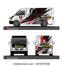 Cargo van graphic vector. abstract shape with grunge background design for vehicle vinyl wrap 
