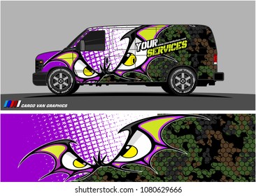 Cargo van graphic vector. abstract grunge background design for vehicle vinyl wrap 
