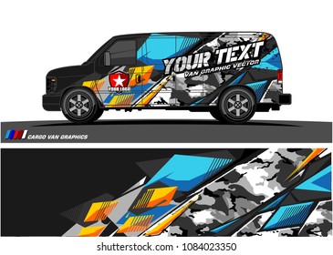 Cargo van graphic vector. abstract racing shape with modern camouflage design for vehicle vinyl wrap 