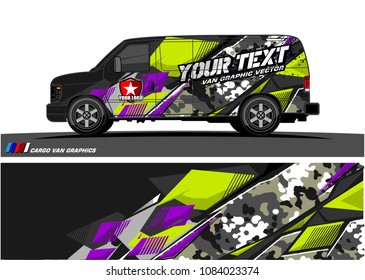 Cargo van graphic vector. abstract racing shape with modern camouflage design for vehicle vinyl wrap 
