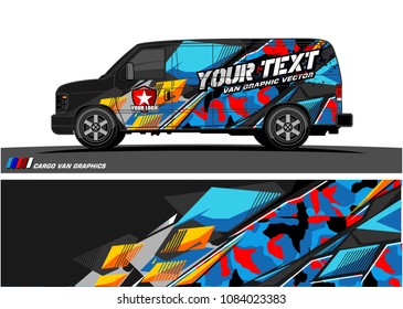 Cargo van graphic vector. abstract racing shape with modern camouflage design for vehicle vinyl wrap 