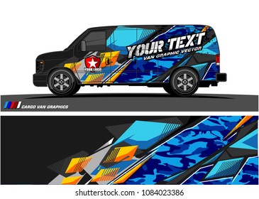 Cargo van graphic vector. abstract racing shape with modern camouflage design for vehicle vinyl wrap 