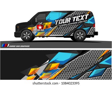 Cargo van graphic vector. abstract racing shape with modern camouflage design for vehicle vinyl wrap 