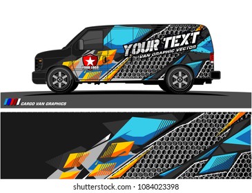Cargo van graphic vector. abstract racing shape with modern camouflage design for vehicle vinyl wrap 