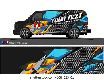 Cargo van graphic vector. abstract racing shape with modern camouflage design for vehicle vinyl wrap 
