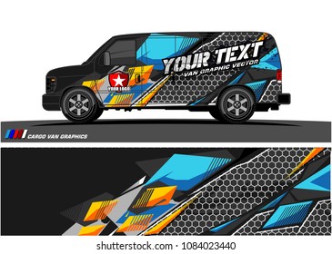 Cargo van graphic vector. abstract racing shape with modern camouflage design for vehicle vinyl wrap 