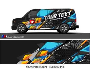 Cargo van graphic vector. abstract racing shape with modern camouflage design for vehicle vinyl wrap 