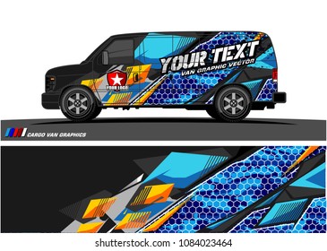 Cargo van graphic vector. abstract racing shape with modern camouflage design for vehicle vinyl wrap 
