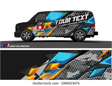Cargo van graphic vector. abstract racing shape with modern camouflage design for vehicle vinyl wrap 