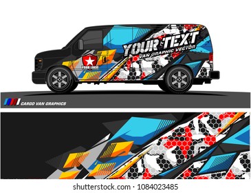Cargo van graphic vector. abstract racing shape with modern camouflage design for vehicle vinyl wrap 