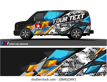 Cargo van graphic vector. abstract racing shape with modern camouflage design for vehicle vinyl wrap 
