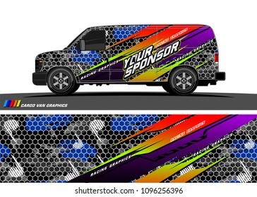 Cargo van graphic vector. abstract grunge background design for vehicle vinyl wrap 