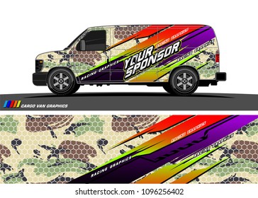 Cargo van graphic vector. abstract grunge background design for vehicle vinyl wrap 