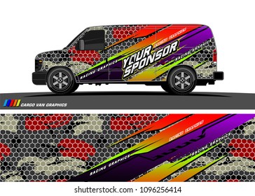 Cargo van graphic vector. abstract grunge background design for vehicle vinyl wrap 