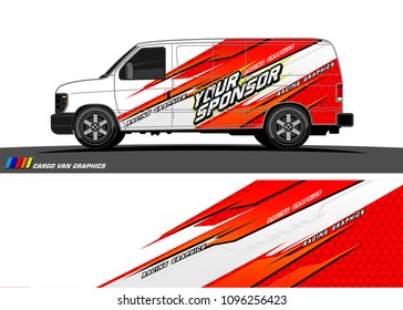 Cargo van graphic vector. abstract grunge background design for vehicle vinyl wrap 