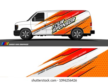 Cargo van graphic vector. abstract grunge background design for vehicle vinyl wrap 