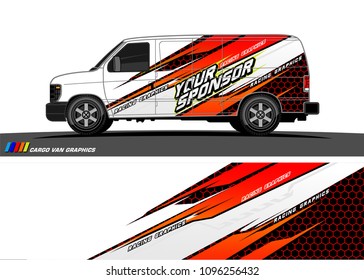 Cargo van graphic vector. abstract grunge background design for vehicle vinyl wrap 