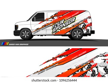 Cargo van graphic vector. abstract grunge background design for vehicle vinyl wrap 