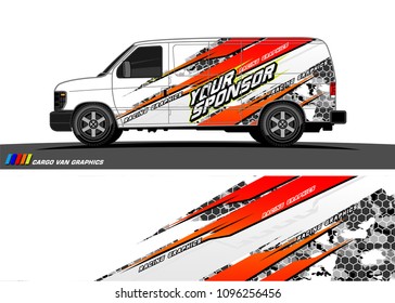 Cargo van graphic vector. abstract grunge background design for vehicle vinyl wrap 