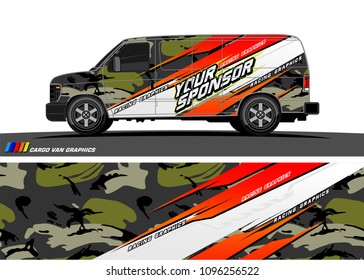 Cargo van graphic vector. abstract grunge background design for vehicle vinyl wrap 