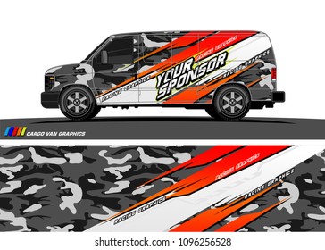 Cargo van graphic vector. abstract grunge background design for vehicle vinyl wrap 