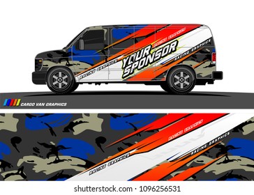 Cargo van graphic vector. abstract grunge background design for vehicle vinyl wrap 
