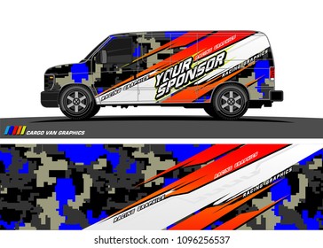 Cargo van graphic vector. abstract grunge background design for vehicle vinyl wrap 