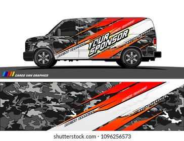 Cargo van graphic vector. abstract grunge background design for vehicle vinyl wrap 