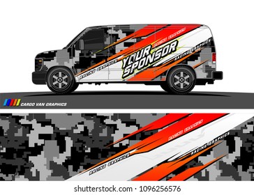 Cargo van graphic vector. abstract grunge background design for vehicle vinyl wrap 