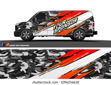 Cargo van graphic vector. abstract grunge background design for vehicle vinyl wrap 