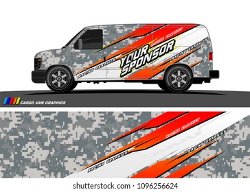 Cargo van graphic vector. abstract grunge background design for vehicle vinyl wrap 