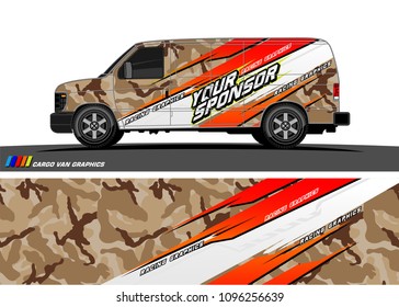 Cargo van graphic vector. abstract grunge background design for vehicle vinyl wrap 