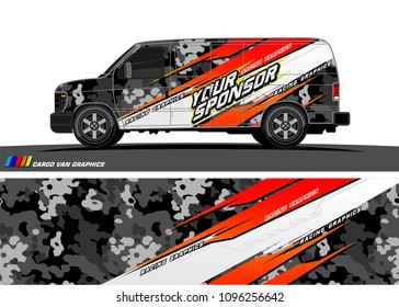 Cargo van graphic vector. abstract grunge background design for vehicle vinyl wrap 
