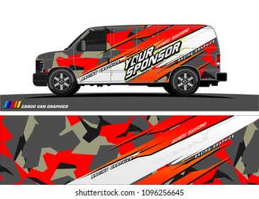 Cargo van graphic vector. abstract grunge background design for vehicle vinyl wrap 