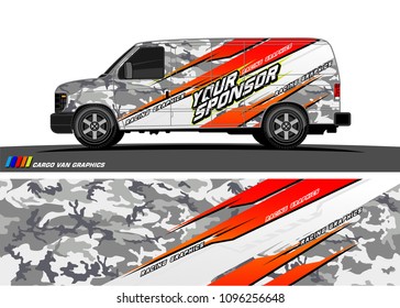 Cargo van graphic vector. abstract grunge background design for vehicle vinyl wrap 