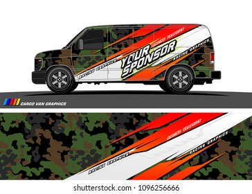 Cargo van graphic vector. abstract grunge background design for vehicle vinyl wrap 